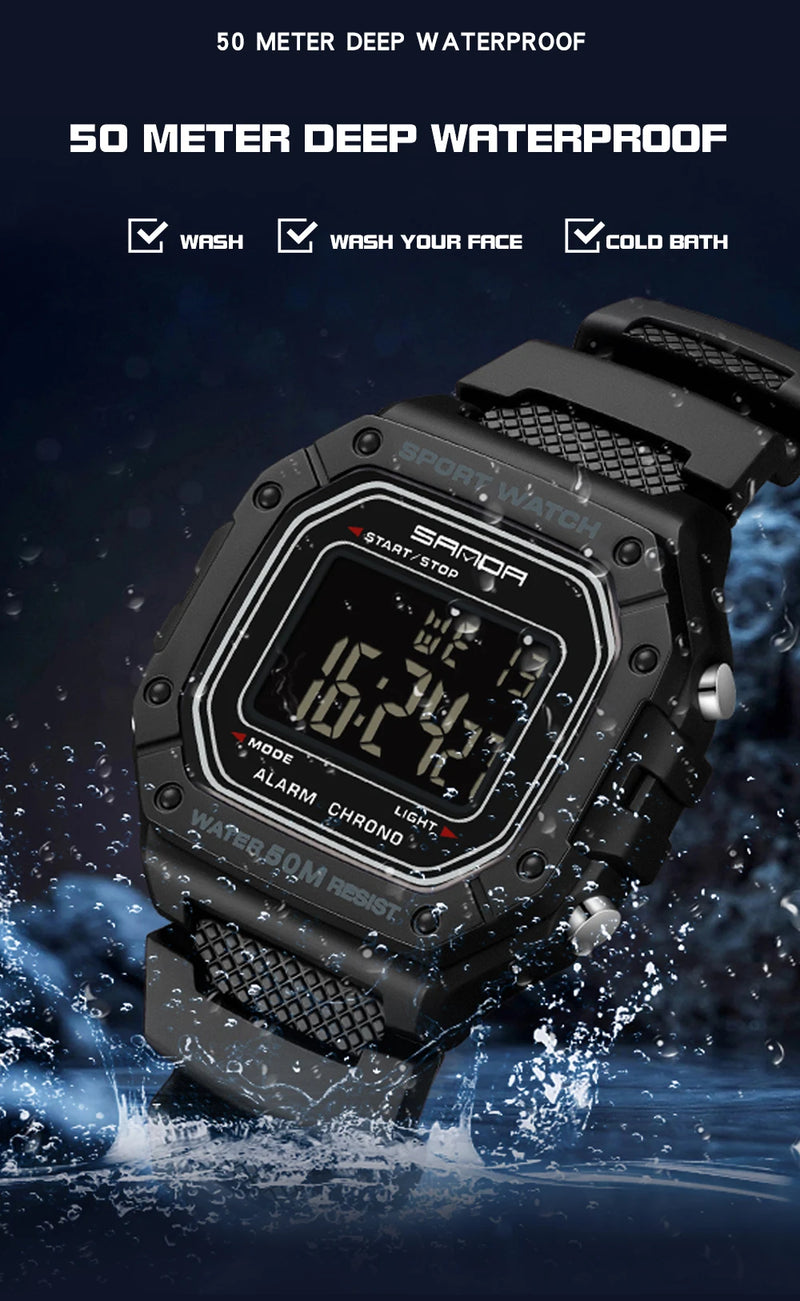 Relógio Masculino Esportivo SANDA 2156 – Digital Militar, à Prova d’Água, com LED e Cronômetro