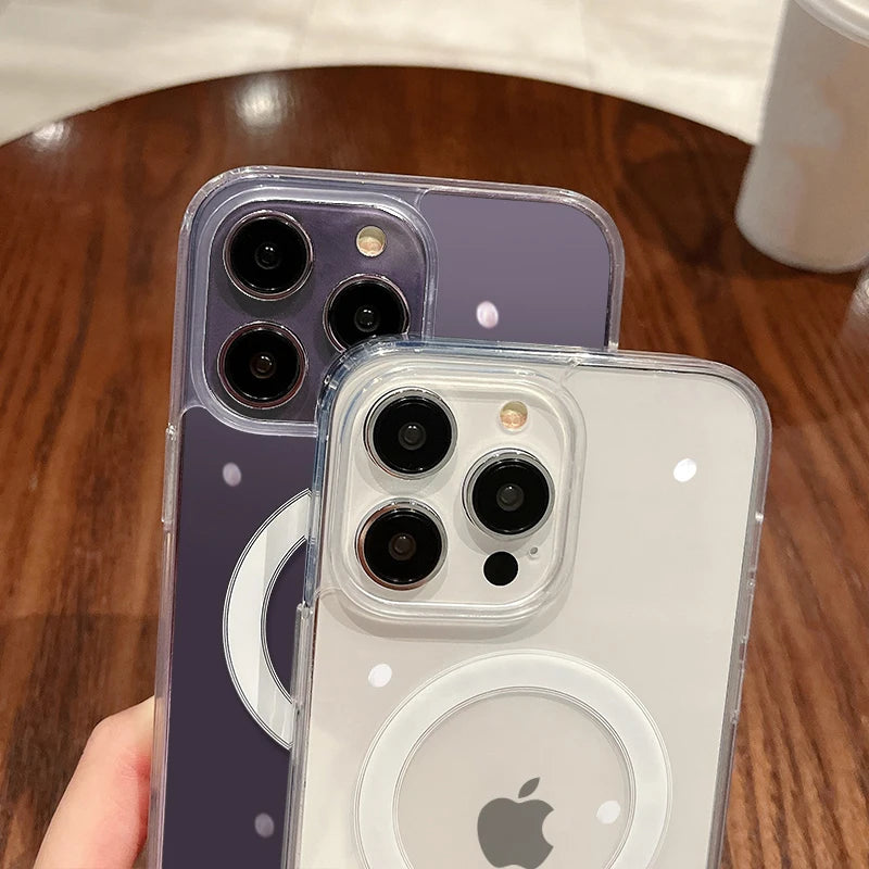 Capa Magnética Transparente Magesafe QIXTWO – Carregamento Sem Fio, Anti-Choque e Anti-Riscos para iPhone 11–17