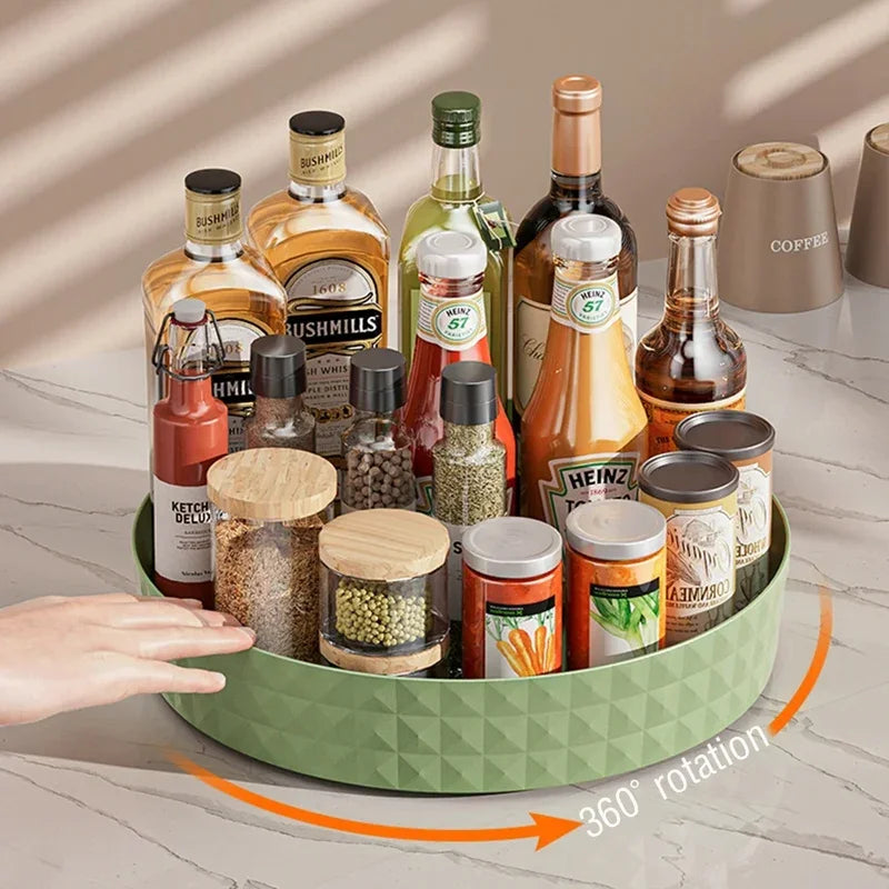 Prateleira Giratória para Armazenamento de Condimentos de Cozinha | Rack Rotativo 360° Antiderrapante | Multiuso para Temperos, Cosméticos e Utensílios