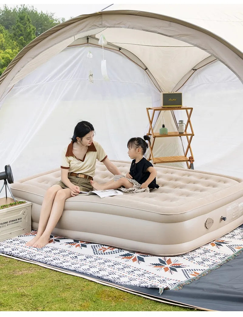 Colchão Inflável de Luxo para 2 Pessoas | Interior, Glamping e Camping com Bomba Embutida