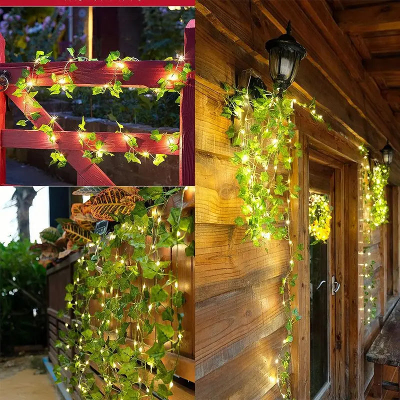 Videira de Hera Artificial com Luzes de Fada 2m | Decoração de Festa, Casamento e Natal