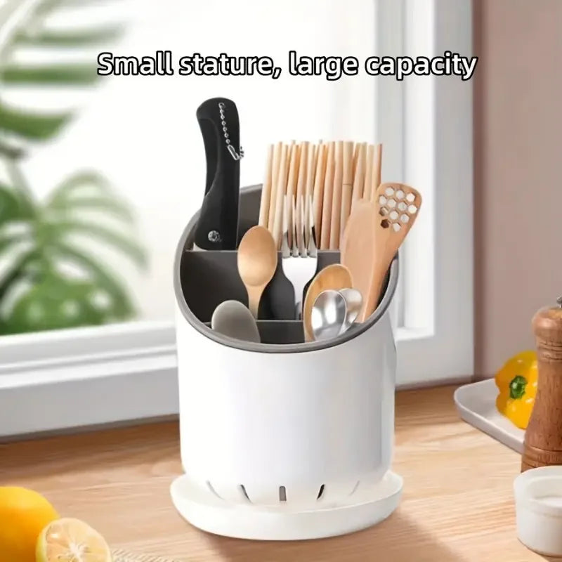 Suporte para Pauzinhos de Cozinha | Organizador com Placa de Drenagem e Suporte para Talheres | Rack de Armazenamento Doméstico