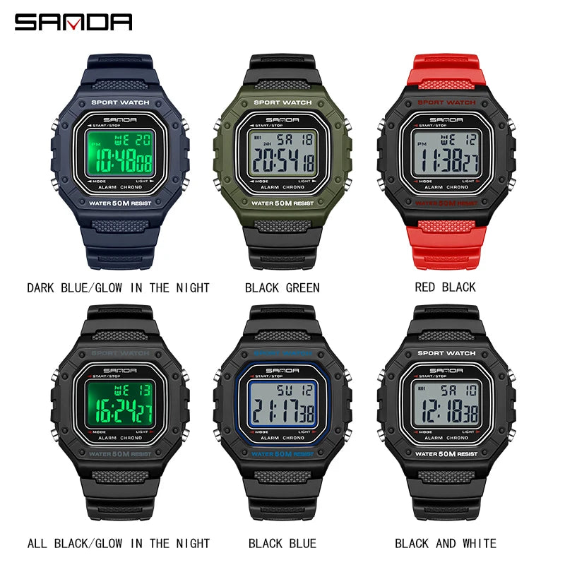 Relógio Masculino Esportivo SANDA 2156 – Digital Militar, à Prova d’Água, com LED e Cronômetro