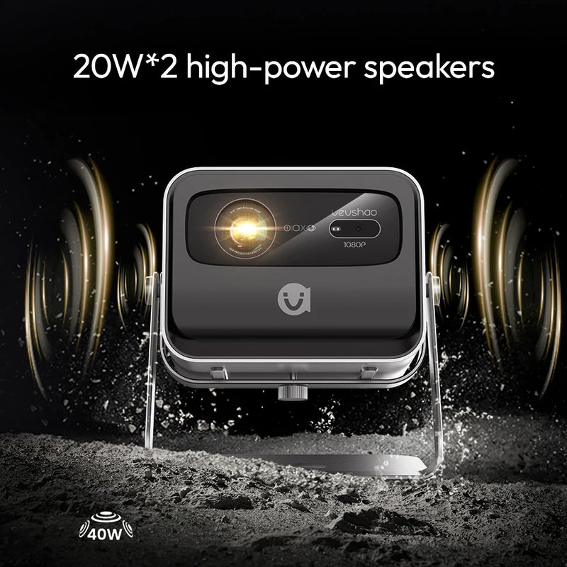 VEVSHAO V80 Projetor 4K – Full HD 1080P, 2200 Lúmens, Android 11, WiFi 6, Home Theater com Suporte Base