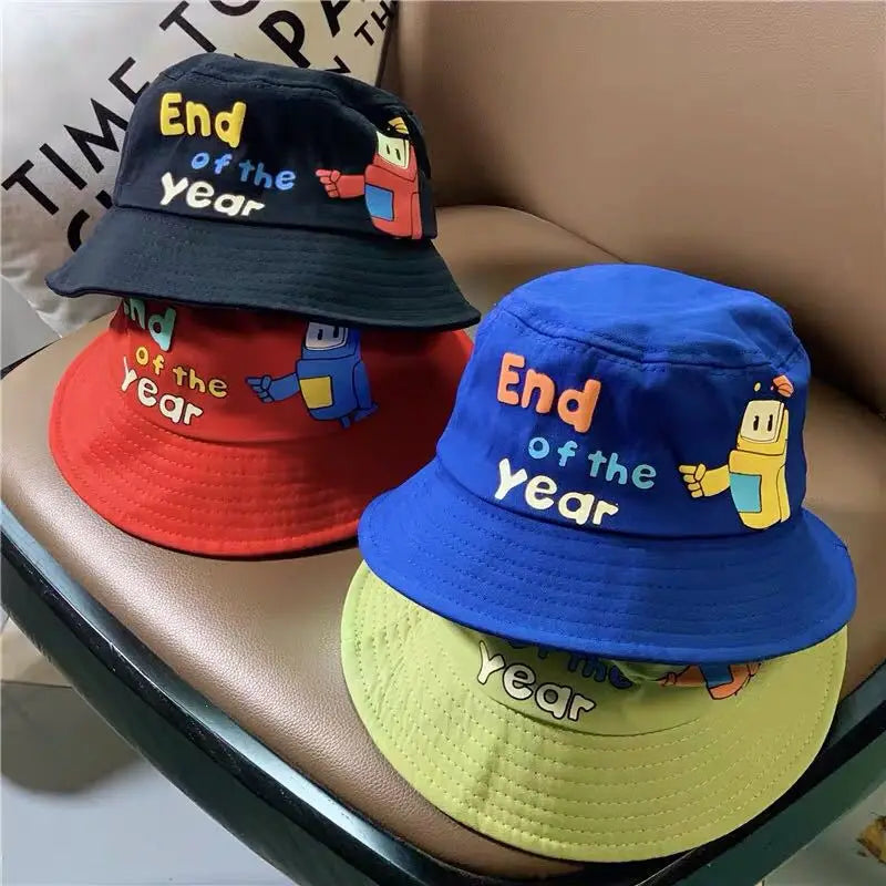 Chapéu Infantil Bucket Hat – Estilo Coreano com Expressão Divertida para Meninos e Meninas (2 a 6 anos)