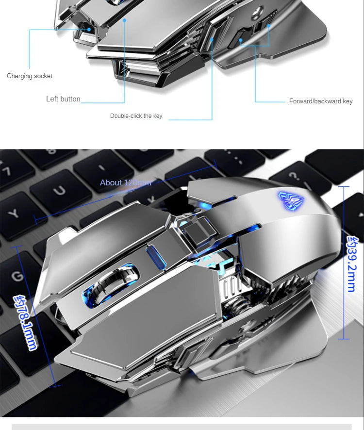Mouse Sem Fio SC300 SSMMDZ – Recarregável, Silencioso, 6400 DPI, Luzes Coloridas, Para Notebook e Desktop